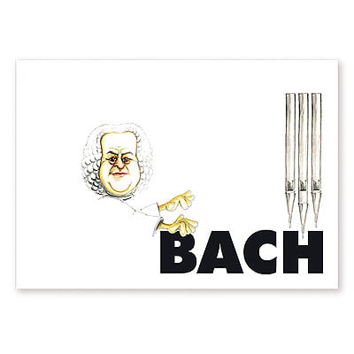 Postkaart Bach Karikatuur